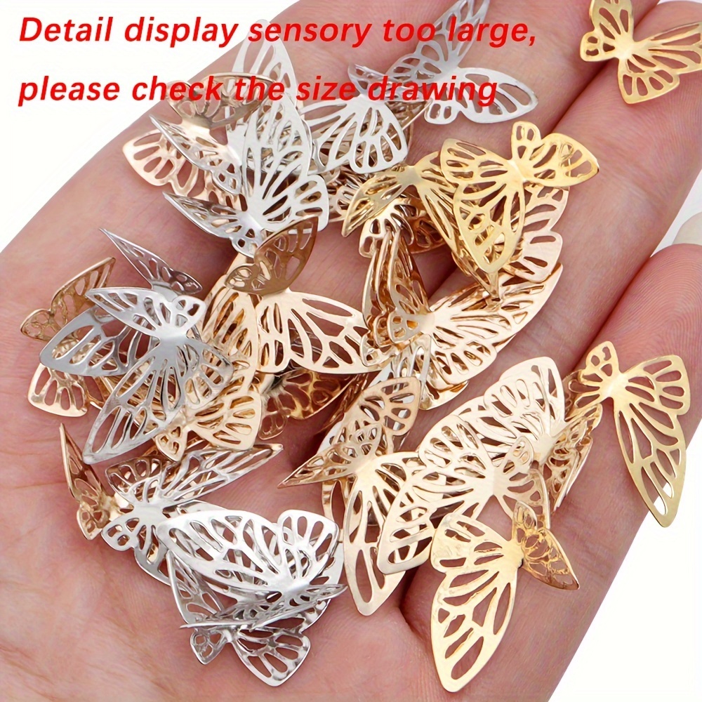 

50pcs Iron Wire Butterfly Hollow Out Design Three-dimensional Butterfly Diy Home Decor Accessory Set