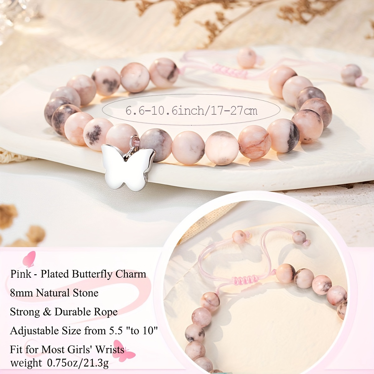 Pink Butterfly Charm Bracelet