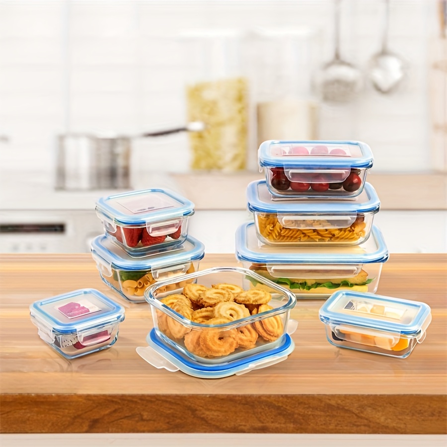 8  glass food storage containers leak proof seal microwave oven freezer and dishwasher safe with   lids for meal prep   pantry and kitchen organization pantry organization Product details 1