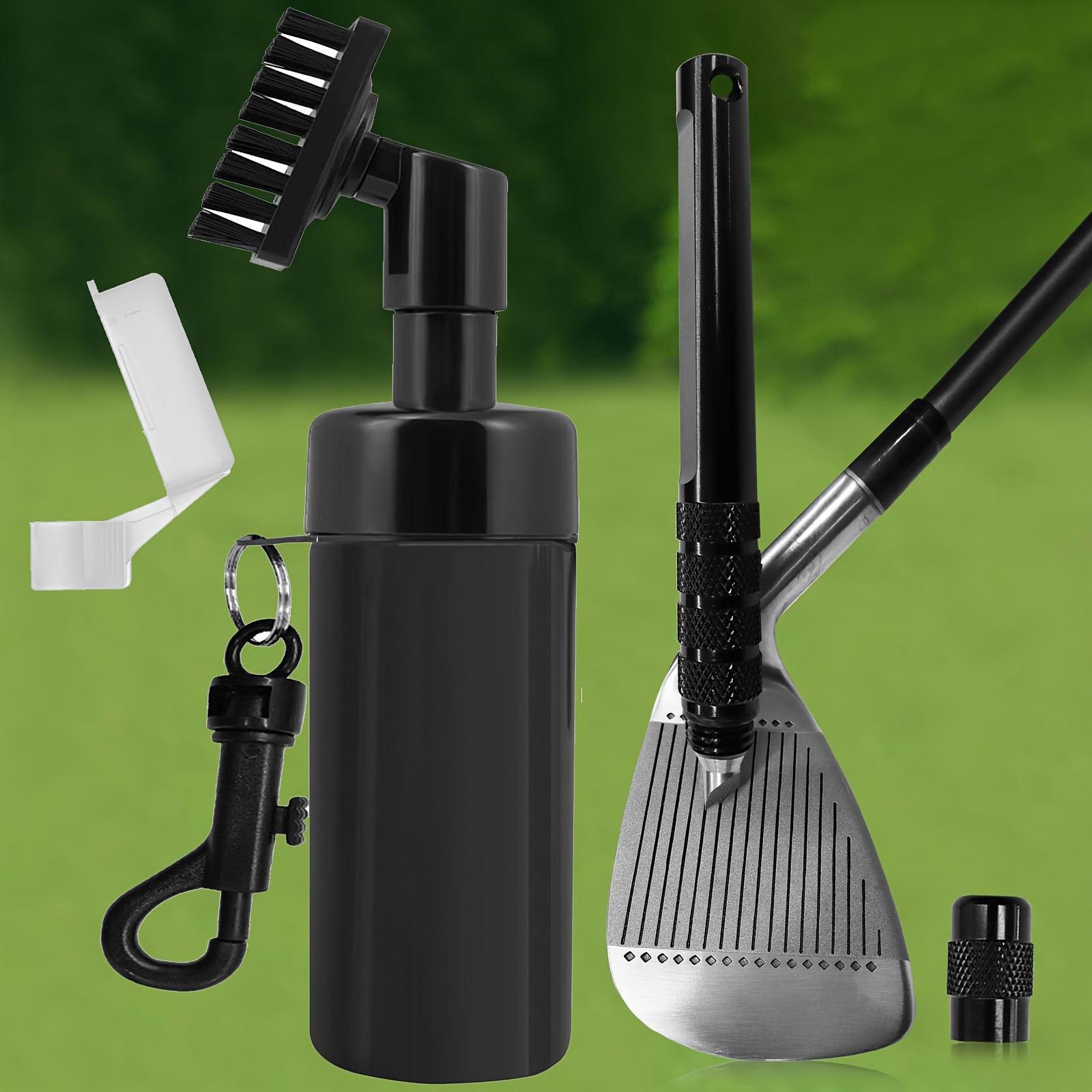 Gkandi Brush With Retainer Clip Golf Sharpener Tool Club Cleaner Kit, Squeeze Water Bottle 7.5 Inches Holds 4 Ounces Of Water Essentials Golf Accessories