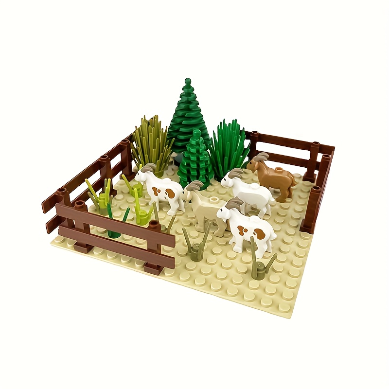 Image of Moc Building Block Scene: Sheepfold, Farm, Goat, Compatible With Brand Particles, Christmas, Halloween, Easter, Gift For Boys And Girls