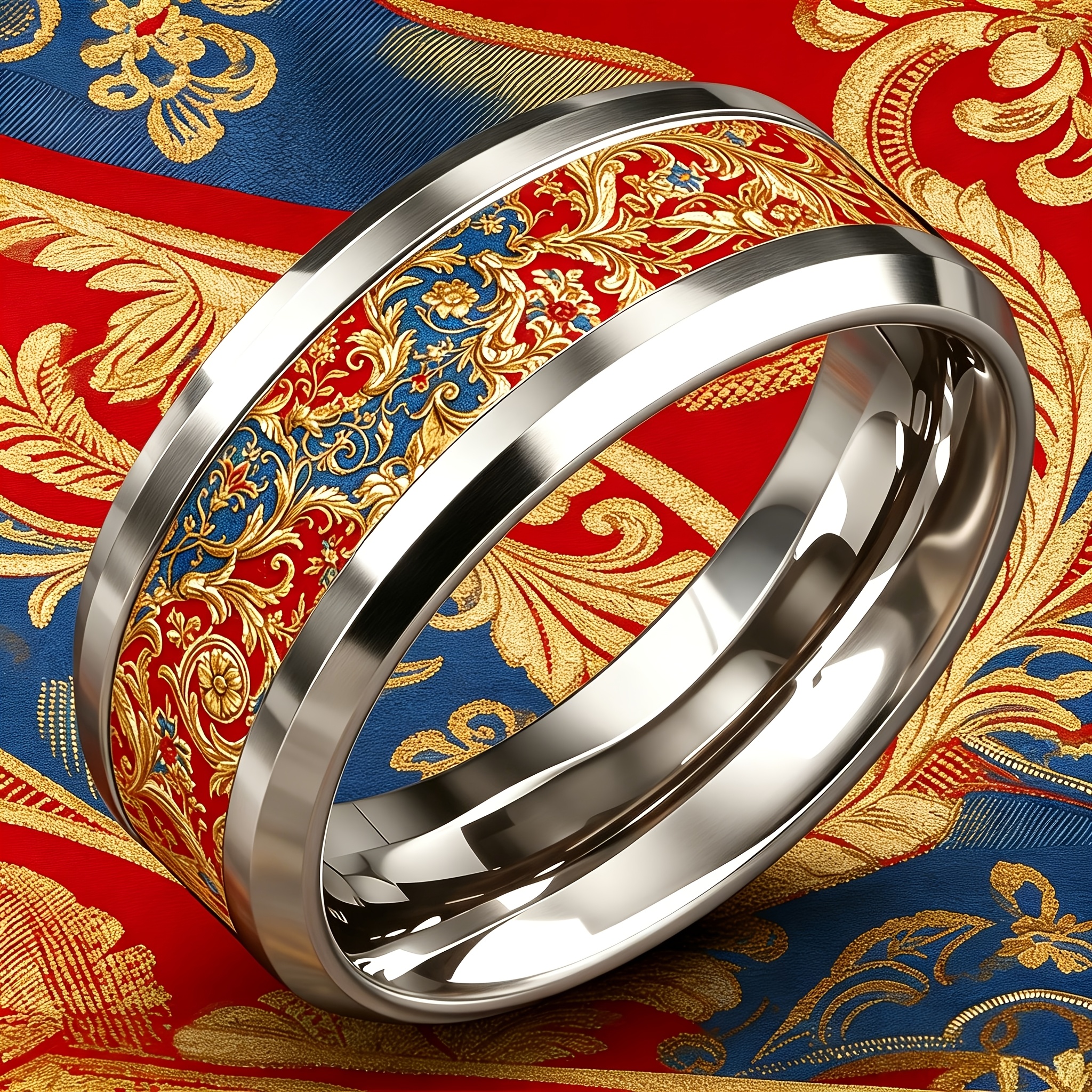 Vintage Baroque Style Stainless Steel Ring, Luxurious