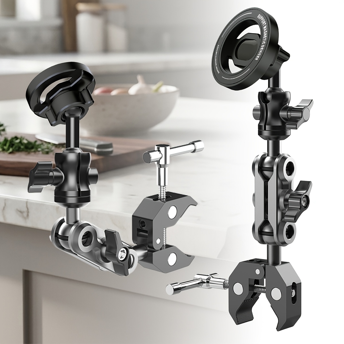 TEMU Magnetic Phone Mount With Crab Clamp, Adjustable Handlebar Phone Holder For Bike, Motorcycle, Shopping Cart & Gym Equipment, 360° Ball Phone