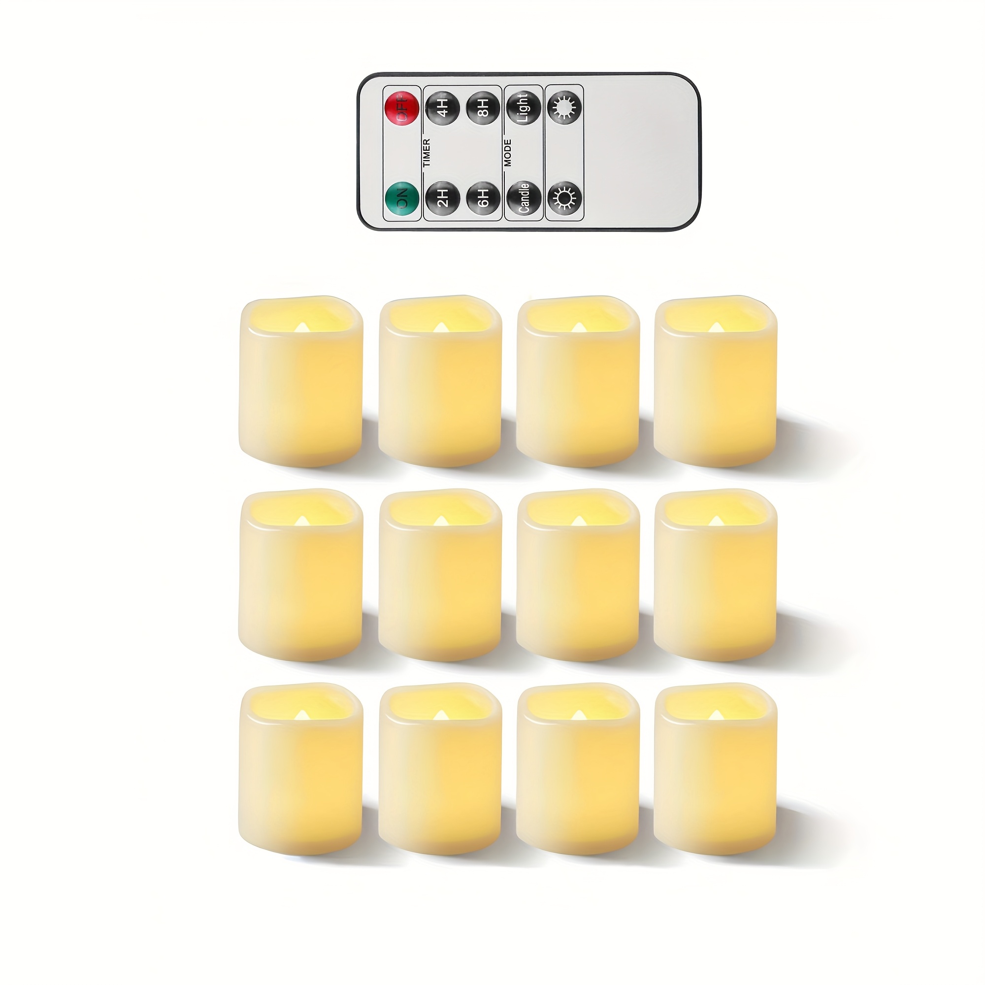 Image of 6/12/24pcs Flameless Battery Operated With Timer Remote, Led Votive Candles Flickering Electric Fake Tea Lights Candles For Christmas Home Party Decorations Wedding Supplies