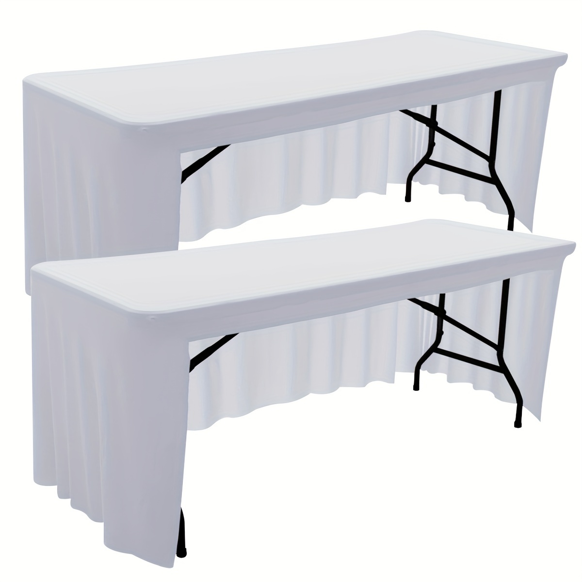 TEMU 2pcs Elastic Rectangular Table Skirts - Backless Design Tablecloth Table Cover, Suitable For Weddings, Parties, Dances, Exhibitions, Halloween