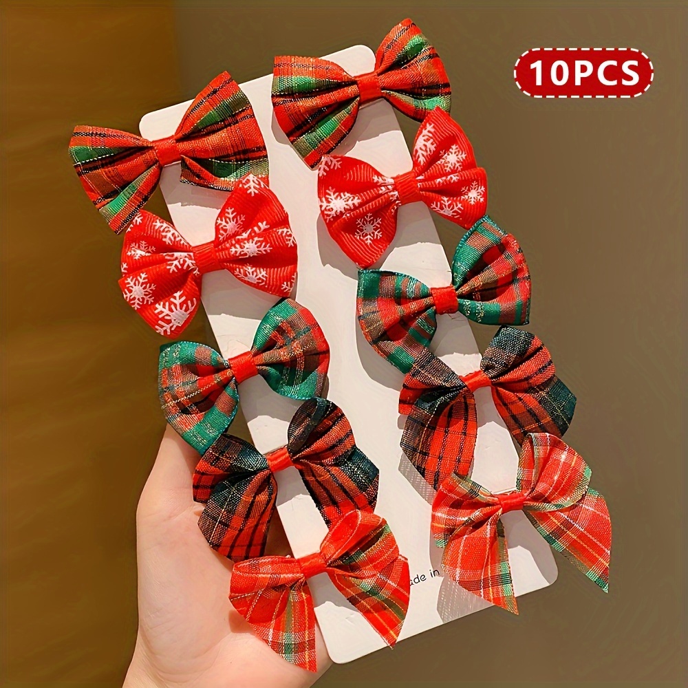

10pcs Girls Christmas Bow Hair Clip, Cute Bow Hair Accessories