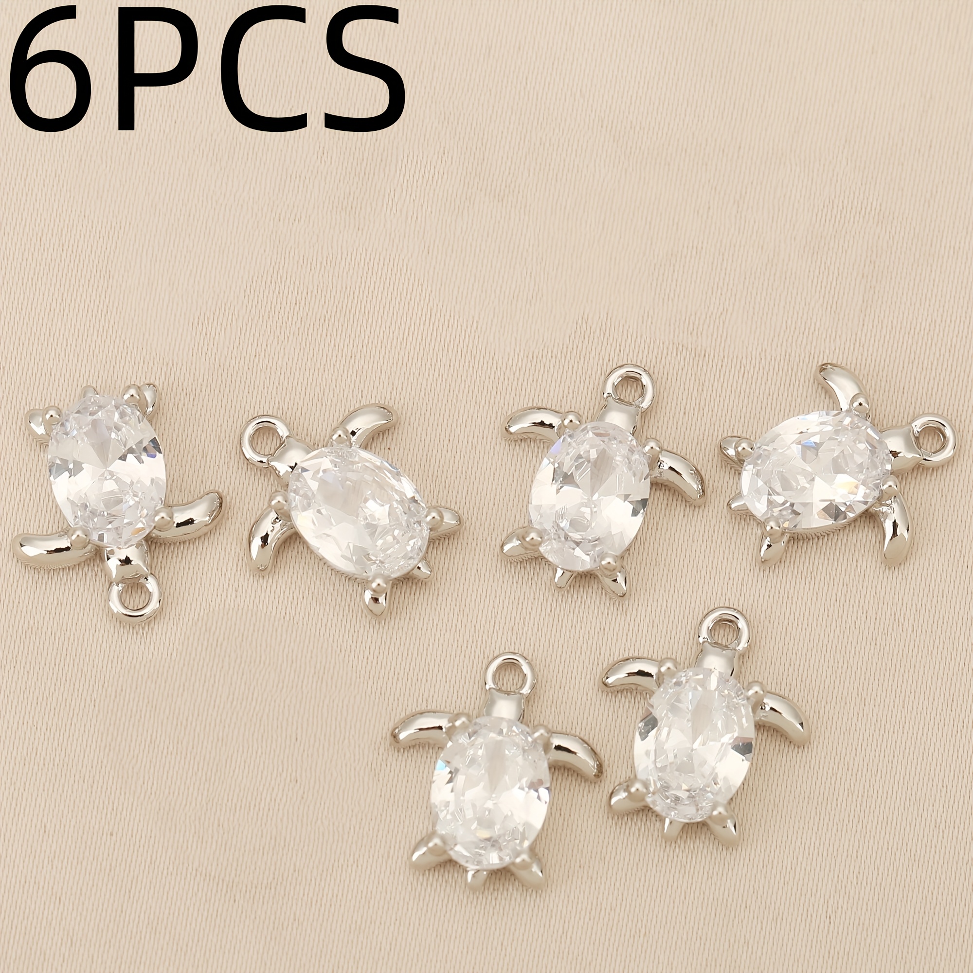 TEMU 6pcs, European And - Copper Inlaid Zirconia - Exquisite Luxury Sea Turtle Chain Ornaments, Pendants - Unisex Fashion Pendants, To Necklaces,