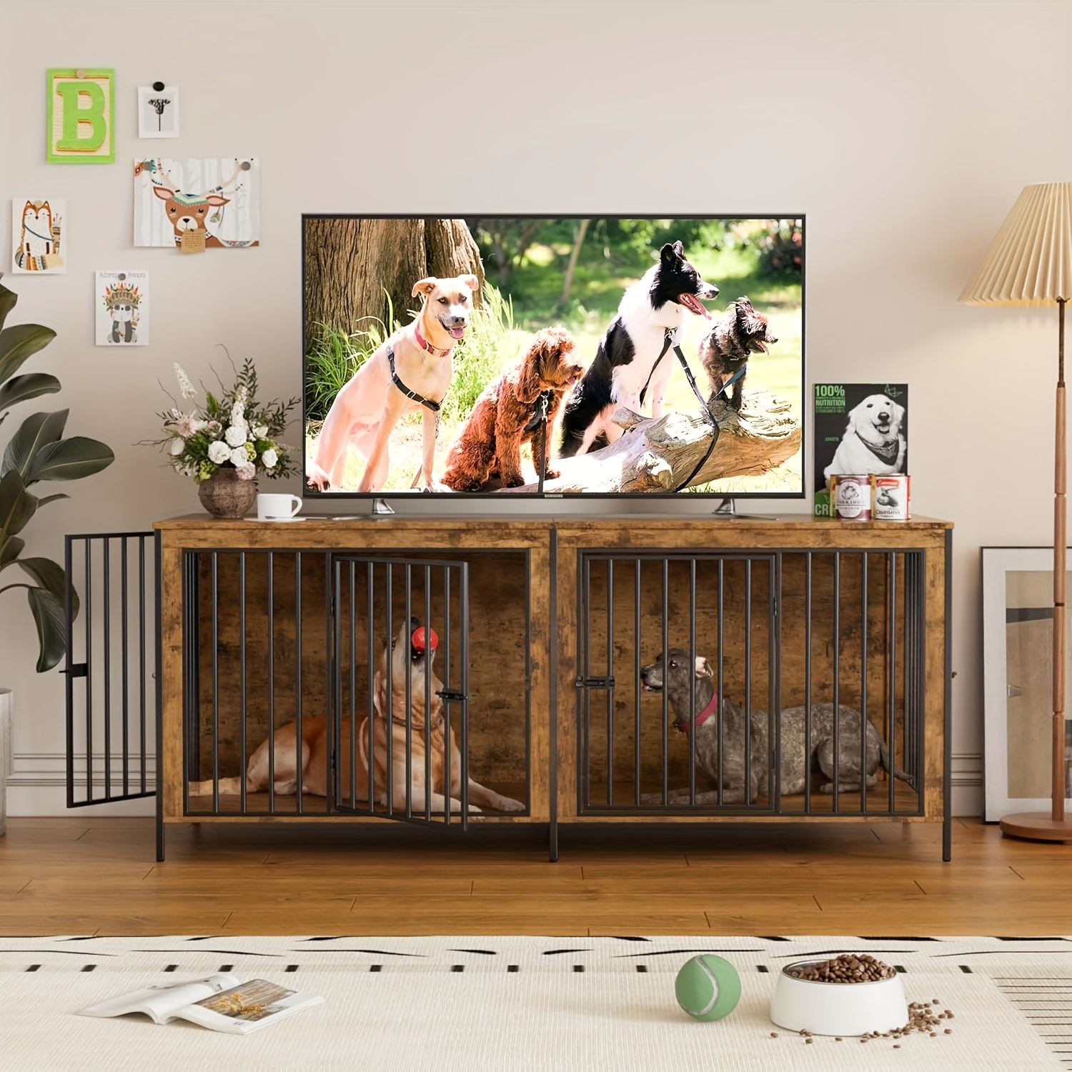 TEMU Wooden Dog Crate, Extra For Large Furniture Dog Crate, Home Dog Crate, Dog House Furniture For With Partitions, House With , Suitable For Large