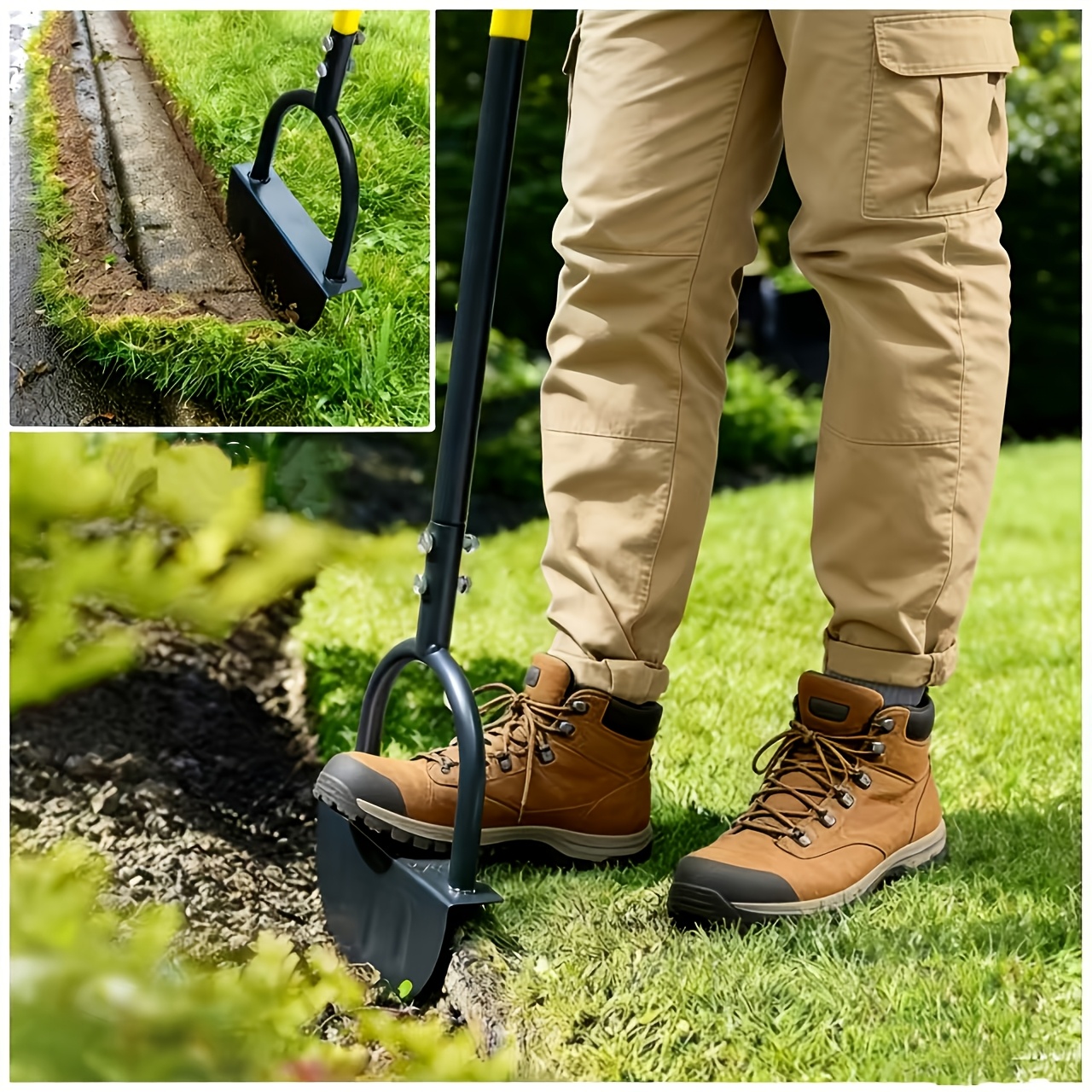 1j Piece Manual Edge Cutting Shovel With Handle Half-moon Lawn Edge Cutting Machine Serrated Hand Lawn Edge Cutting Tool Step Edge Cutting Shovel