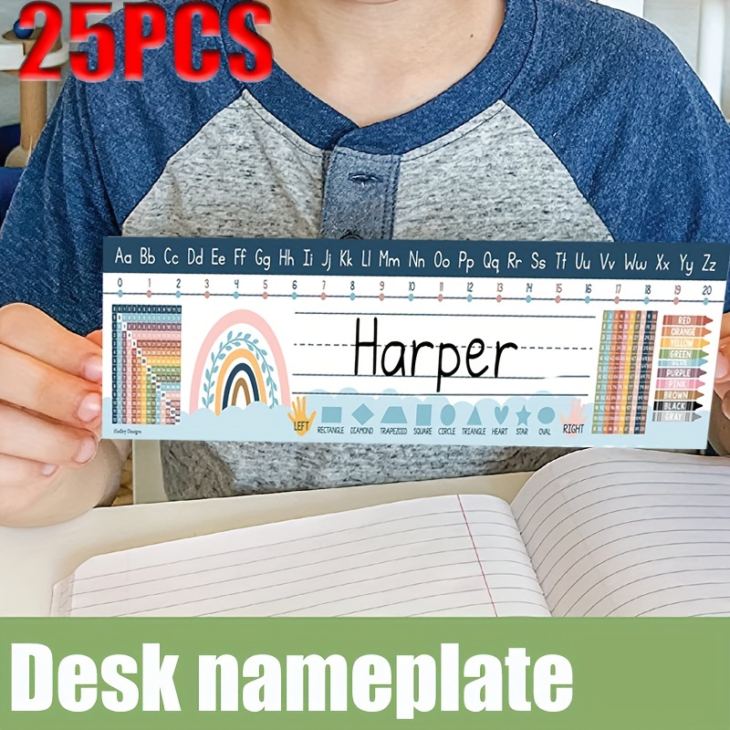 

25-piece Set Of Durable Desk Nameplates - Stylish & Personalized For Classroom And Office Organization