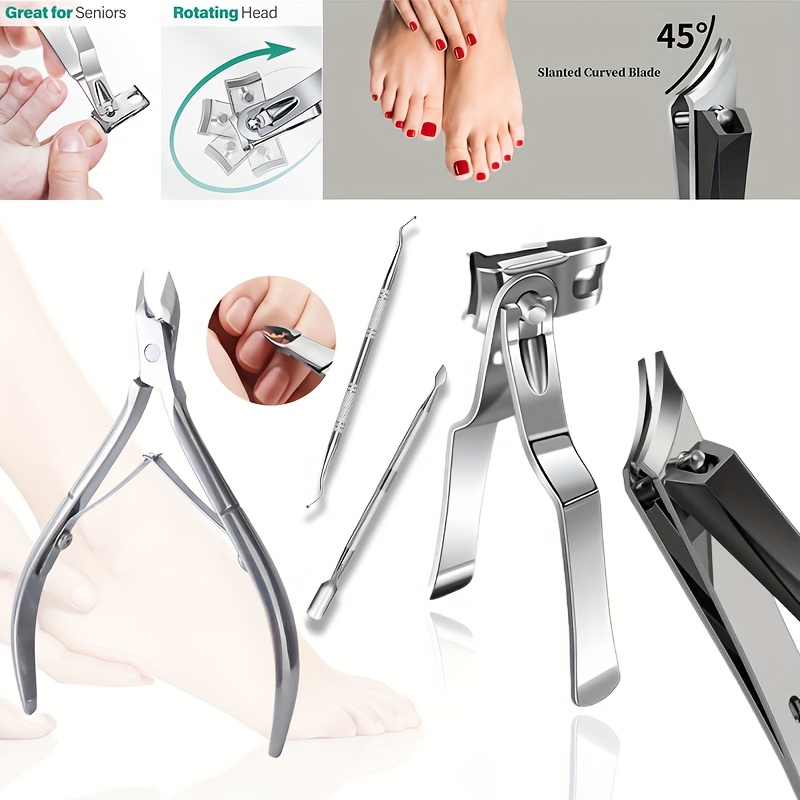 360° Rotating Nail Clipper Set with Cuticle Nipper