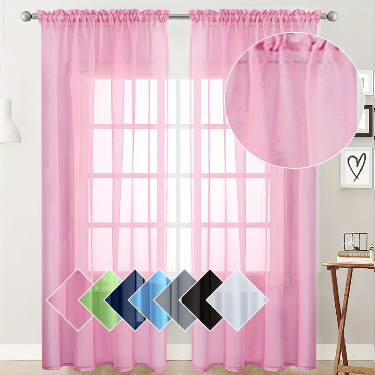 classic rod pocket sheer curtain panel   polyester   fabric lightweight yarn   decorative door panel machine washable uncorded clear   theme for living room and restaurants 1 panel details 2