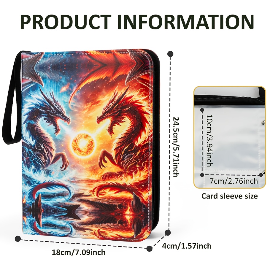 The Card Holder Has 4 Pockets, Suitable for 400 Trading Cards, Featuring 50 Removable Sleeves, a Portable Collection Card Binder, And a Zippered Game Card Box, Perfect for Gifting
