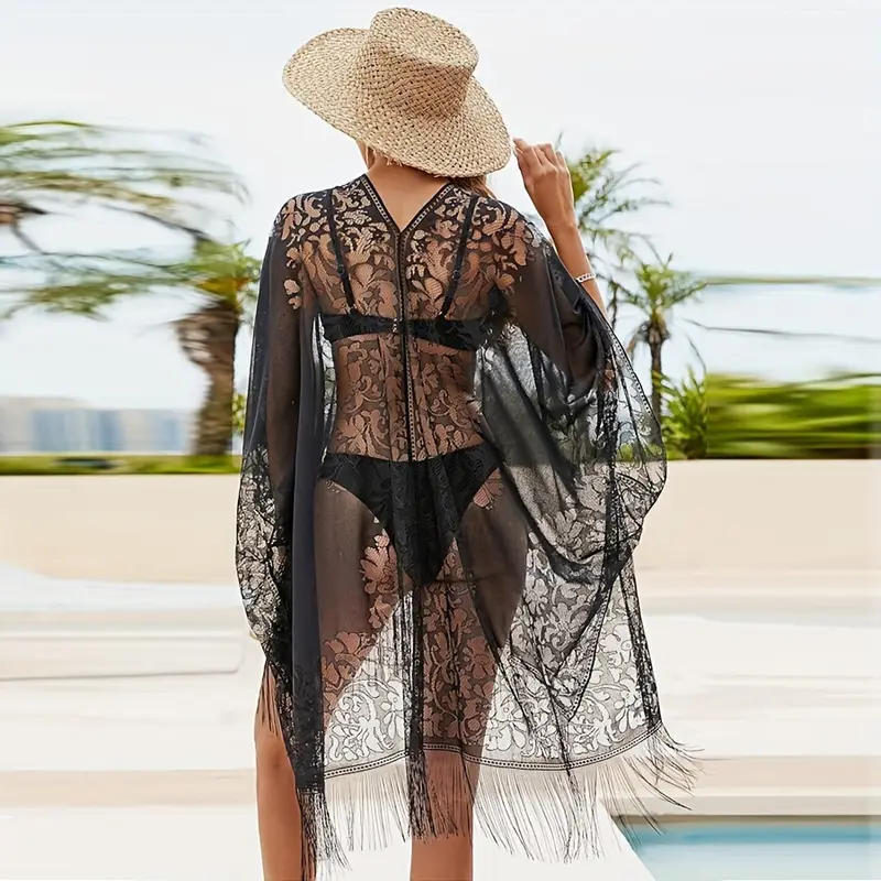 Baynetin Robe De Plage Femme Été - Cover Up Bikini Poncho Dentelle Crochet - Chemisier Pareo Maillot
