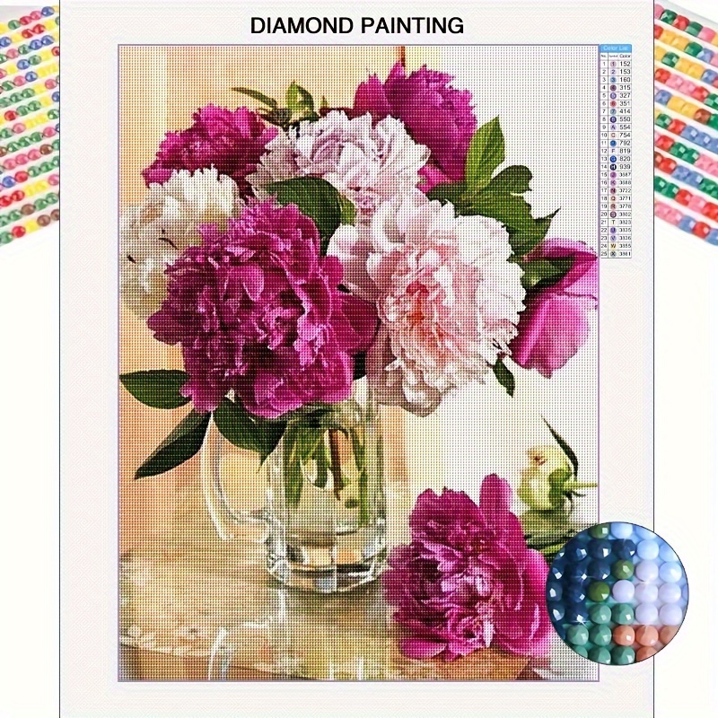 

1pc 5d Diy Artificial Full Round Diamonds Painting Set For Adults Beginners, Frameless Flowers Pattern Diamonds Art For Home Wall Decoration And Gift 30*40cm Eid Al-adha Mubarak