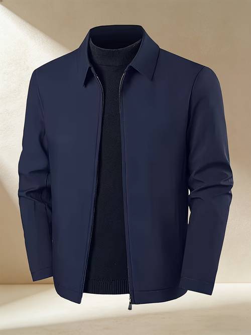 mens casual jacket spring autumn stand up collar zip up lightweight coat business suitable for outdoor and daily wear