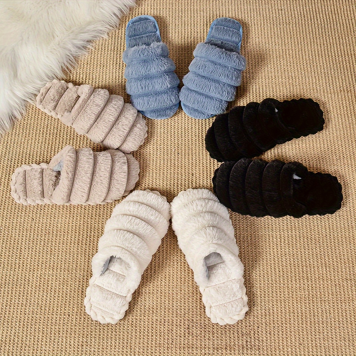 

Women's Plush Winter Slippers, Solid Color Cozy & Warm Closed Toe Shoes, Comfy Indoor Floor Slippers