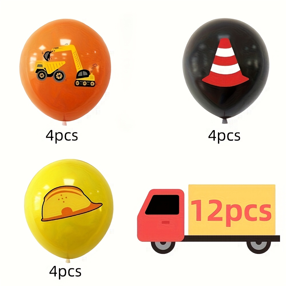 Image of Engineering Vehicle Balloon Set, Excavator Truck Architecture Theme Balloons, Yellow Latex Balloons, Party Decoration Supplies For Birthday Party Shower, For Halloween, Christmas
