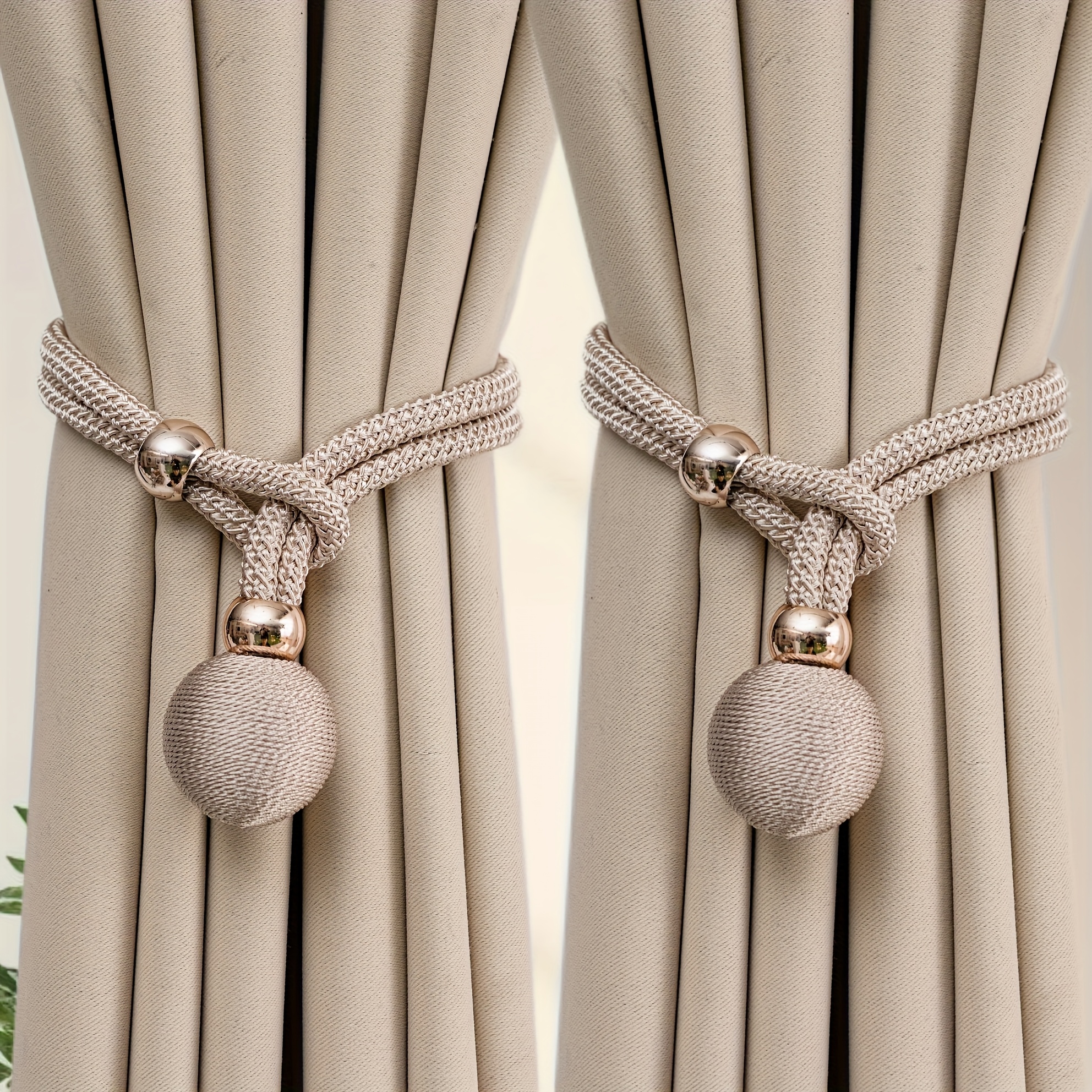 4pcs, New Egg Ball Curtain Tie, Adjustable Tightness, Pull-Out Design, Suitable for Curtains And Window Screens of More Sizes, Simple And Modern Style, No Need to Punch Or Install, 2pcs Per Pack in Stock