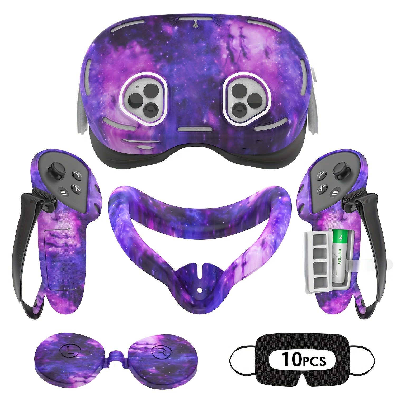 

Purple Silicone Vr Accessories For Oculus Quest 3s, Upgraded Design With Face Mask, Controller Grip, Shell & Lens Covers, Disposable Eye Mask - Major Material: Silicone, No Battery, Oculusquest3s