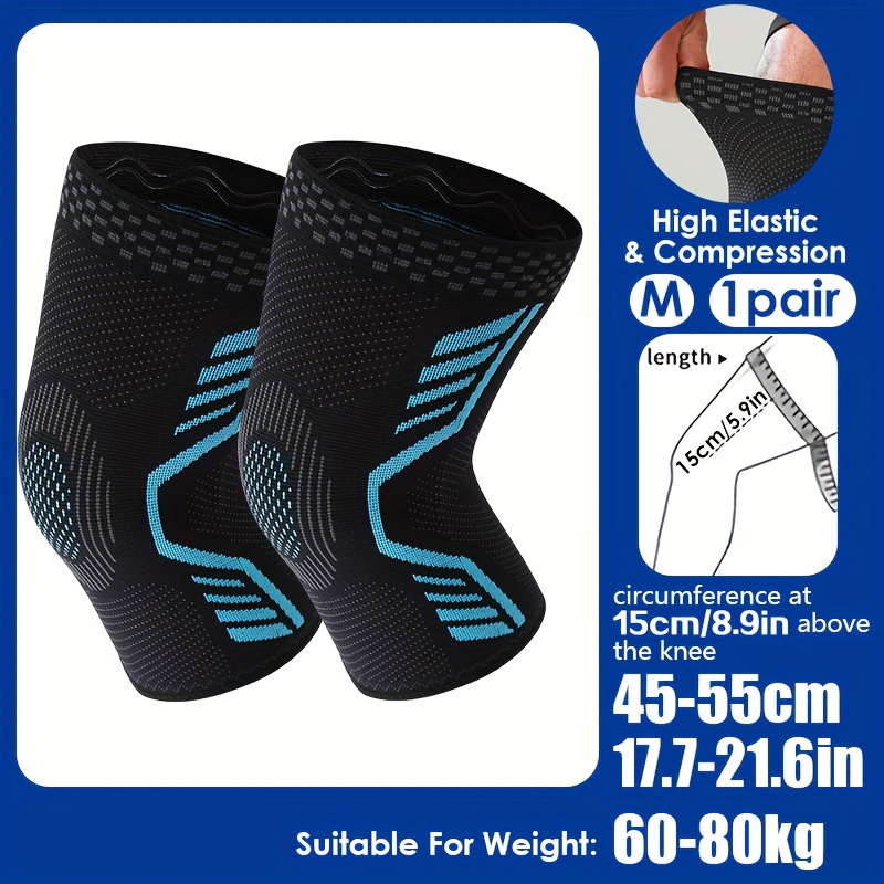 E-shop 1 Paar - Hochelastische, gestrickte Kompressions-Knieschoner mit rutschfesten Streifen, atmungsaktive und bequeme Kniebandagen, Kniebandage zum