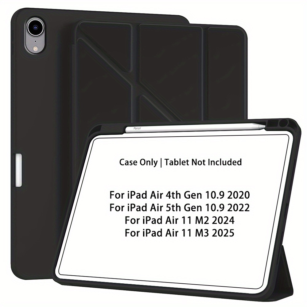 Image of Case For Ipad Air M3 11 Inch 2025, For Ipad Air M2 11 Inch 2024 With Pencil Holder, For Ipad 5th .9 Inch 2022, For Ipad 10.9 Inch 2020, Support Mutil Folding Y-shaped , Auto Wake Sleep