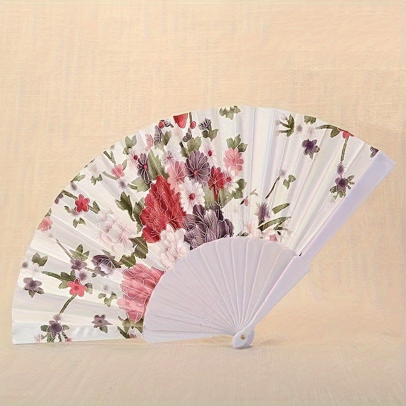 Lady's Silk Fabric Plastic Foldable Fan - Dance Fan, Gift Fan, Square Dance Fan, Antique Fan - Plastic Material details 9