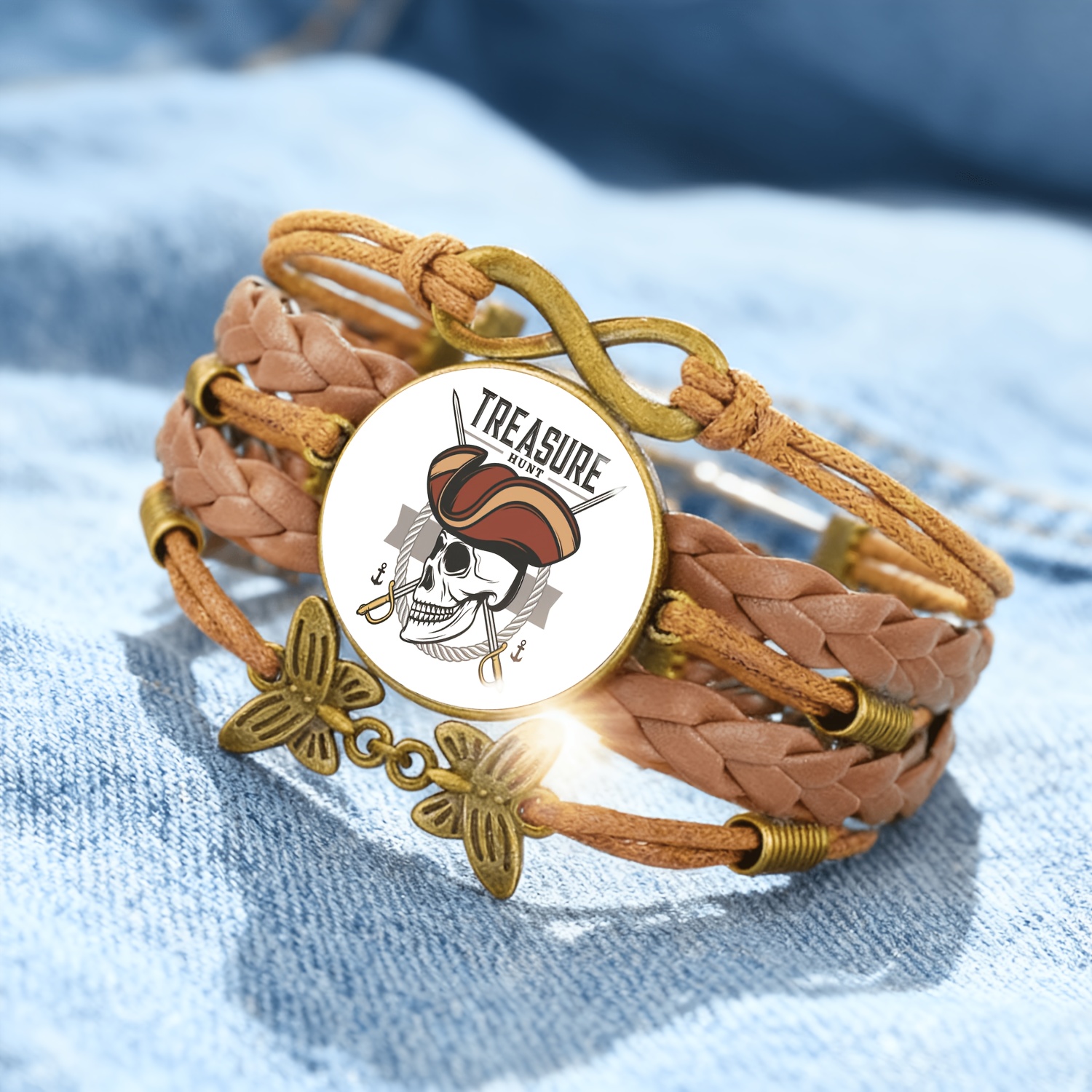 Embossed Openwork Butterfly Woven Bracelet, Unique Design