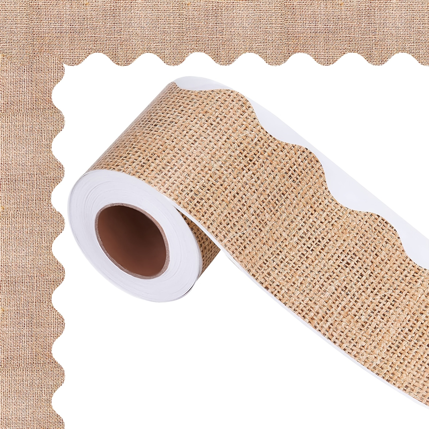 TEMU 33ft Self-adhesive Bulletin Board Border, Fan-shaped Trim Backstrip, Back-to-school Burlap Bulletin Board Border, Bulletin Board Decoration For