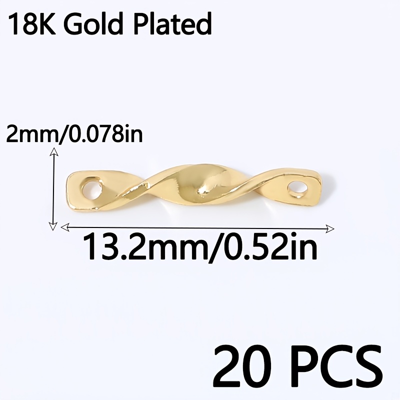 TEMU 20pcs Connecteurs torsadés à double trou en laiton plaqué or pour la fabrication de bracelets, connecteur d'extrémité pour bijoux, accessoire