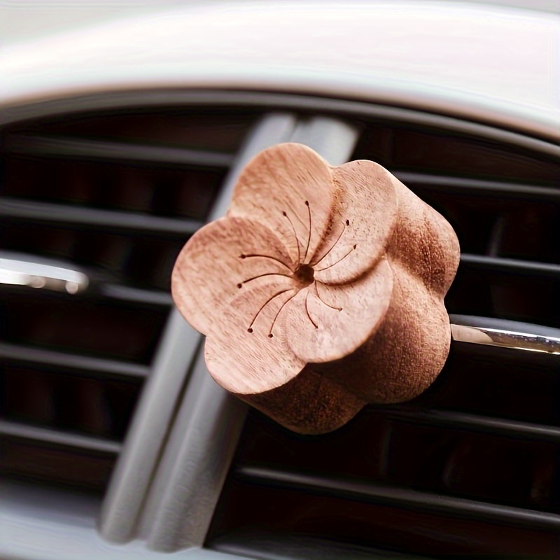 Image of No Fragrance, No Scent Source Included, Diy Perfume Car Ornament Air Vent Clips Wooden Decorations Wood Flower Vehicle Outlet Dashboard Interior Accessories Dual-use Fresh Smell For Women Driver