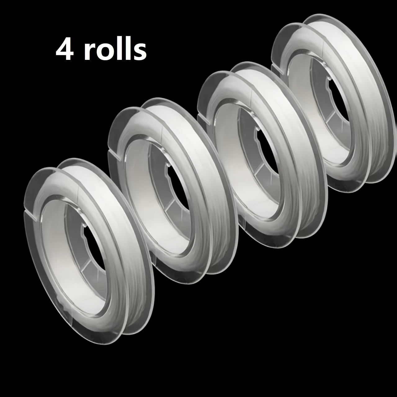 TEMU 4 Rolls Of High-quality Elastic Bead Thread - Flat Elastic Thread, Each Roll 393.7 Inches, Width 0.8 Millimeters, Suitable For Enhancing Jewelry