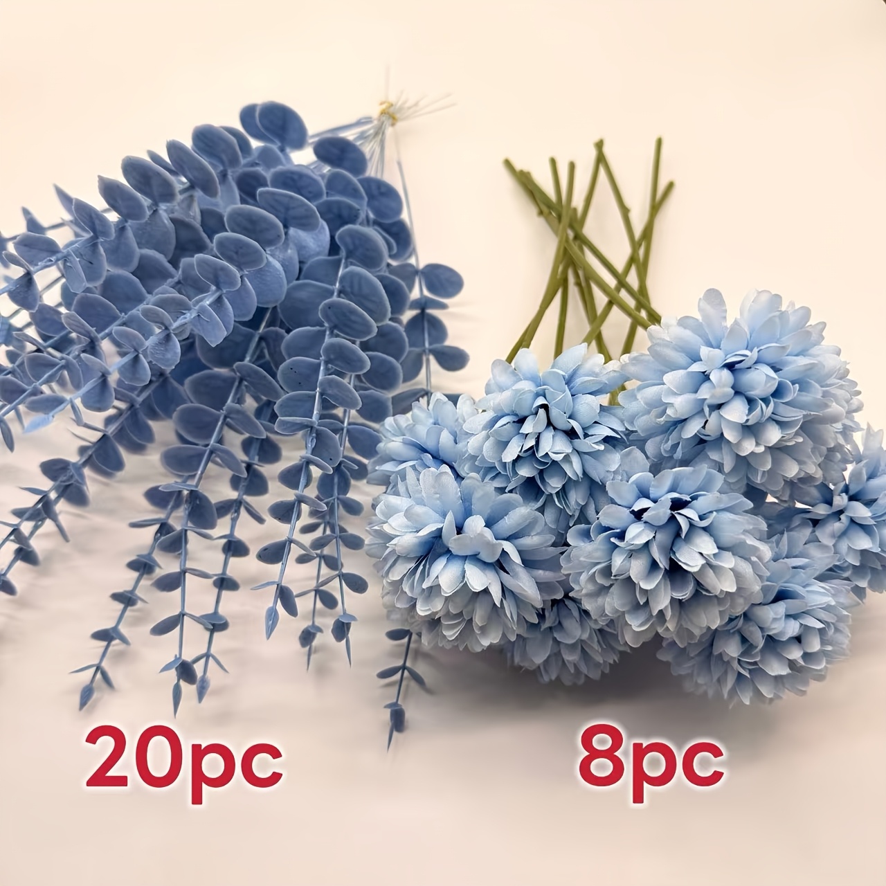 28pcs artificial eucalyptus and hydrangea flower arrangement blue eucalyptus branches for weddings valentines day rustic centerpieces home dining table arrangements suitable for plastic imitation   container not included