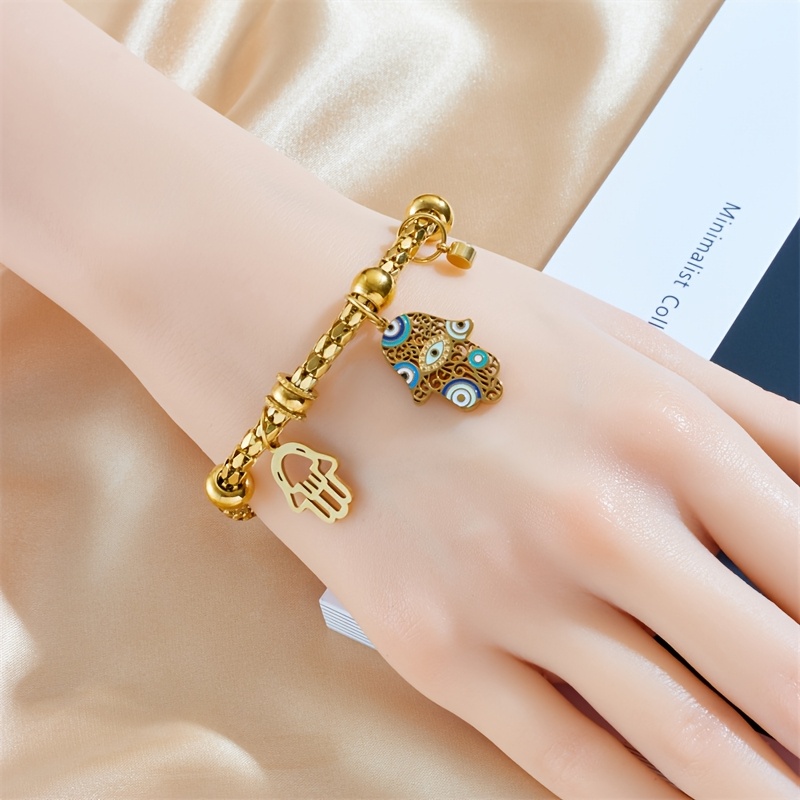 Women's Fashionable Retro Patterned Palm Pendant Chain Bracelet