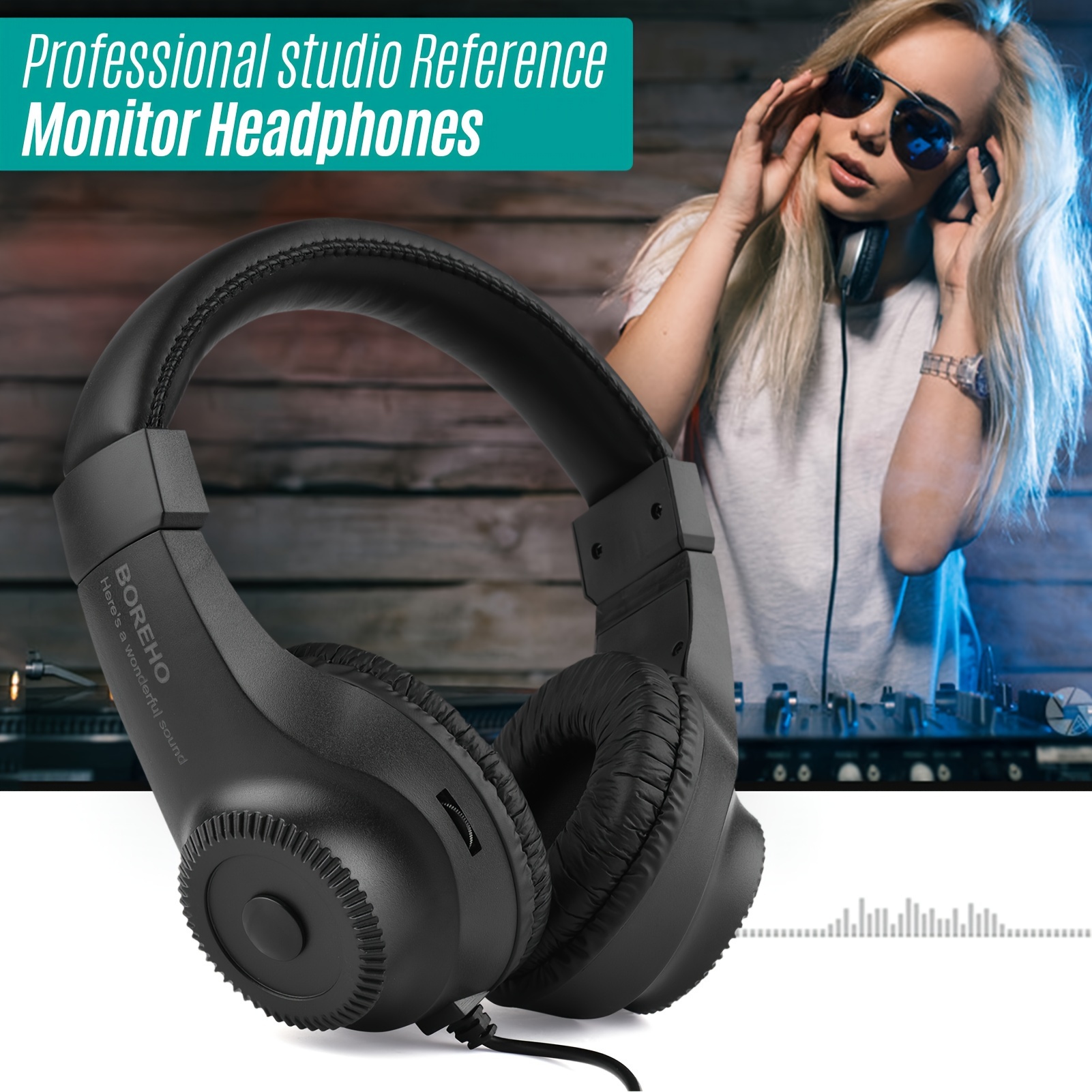

Professional Wired Stereo Monitor Headphones Over-ear Headset With 50mm Driver 6.5mm Plug For Electronic Musical Instruments (not For Pc)