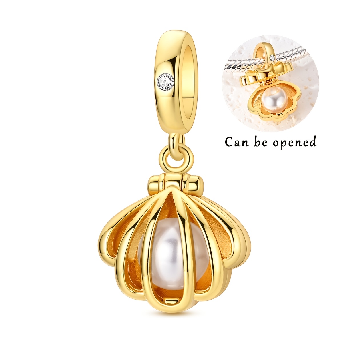 Image of 18k Gold Plated Seashell Universal Charms Beads For Jewelry Making Elegant Bracelets Necklaces For Women