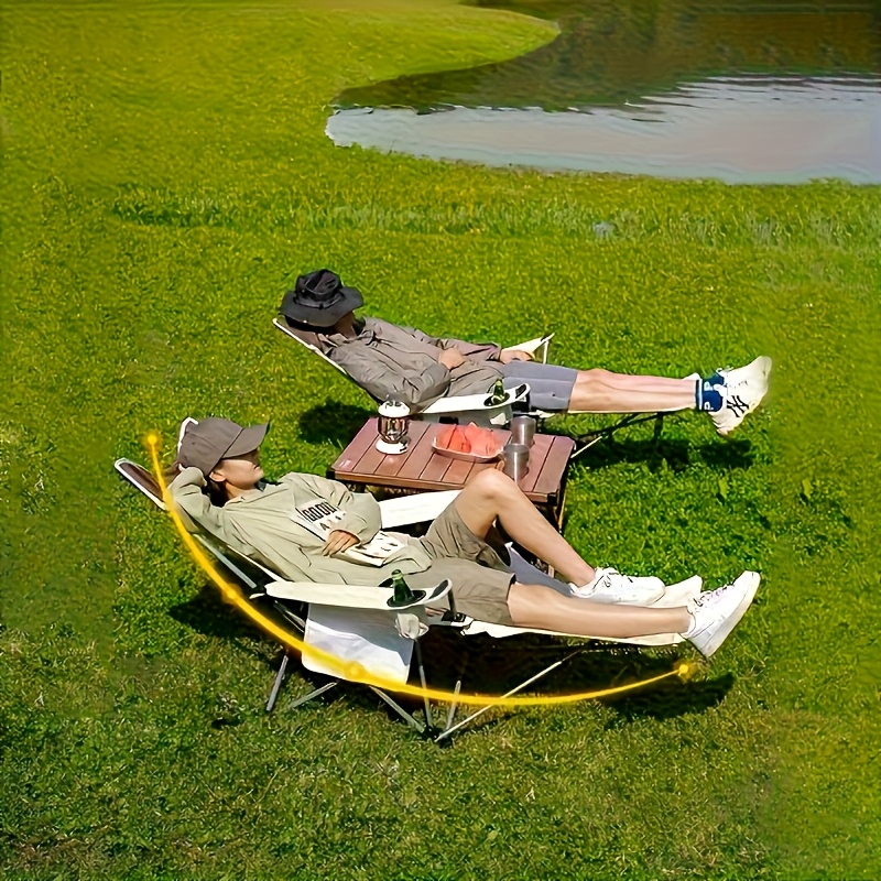 2 adult enlarged and widened light luxury outdoor folding lounge chairs portable camping backrest fishing chair home adjustable folding beach chair thickened steel pipe free headrest angle adjustment no storage Product details 3