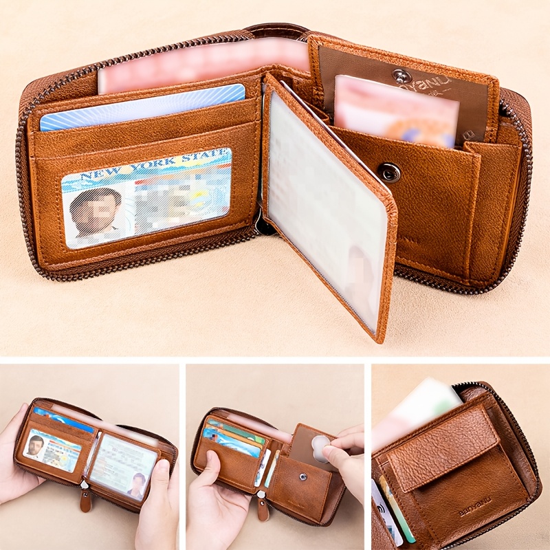 小物 everyone small leather wallet genuine leather short wallet zipper multi functional - Temu South
