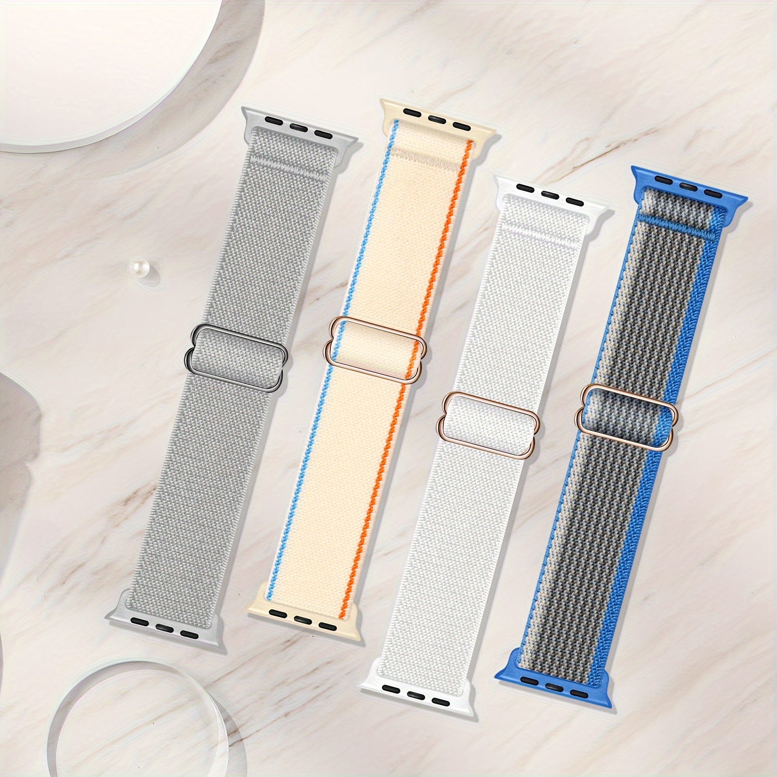 4 Packs Stretchy Solo Loop Compatible With IWatch Band 38mm 40mm 41mm 42mm 44mm 45mm 49mm Women Men, Soft Nylon Elastic Braided Strap Wristbands For IWatch Series Ultra 9/8/7/6/5/4/3/2/1/SE