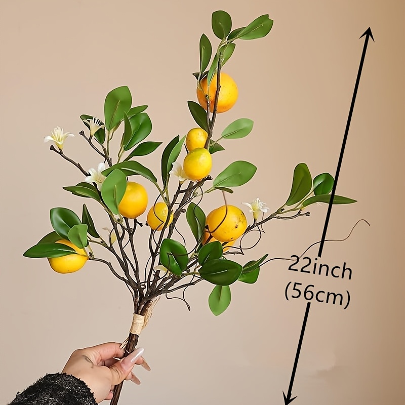 TEMU Artificial Lemons Branches, 8 Head Lemons With Stem Fake Lemon Themed For Kitchen Decoration Party Summer Decor (yellow)