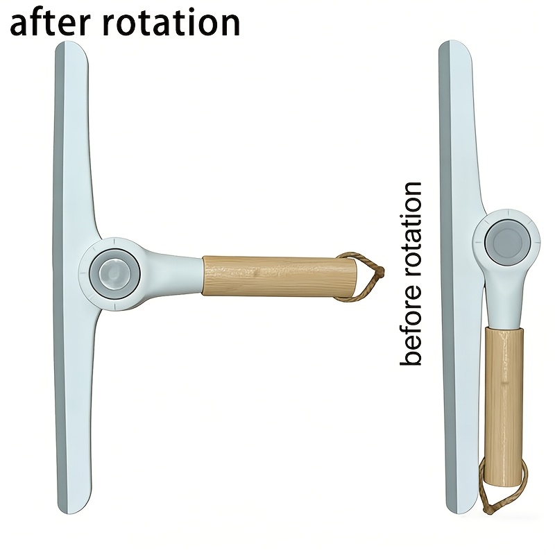 TEMU 1pc Rotatable Wooden Handle + Brush Head Glass Cleaning Brush | Suitable For Bathroom, Toilet, Kitchen, And Glass Surfaces. And Window Cleaning