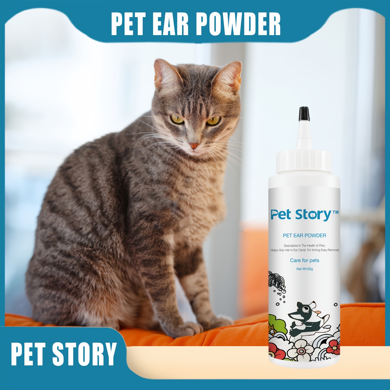 

1pc Pet Story Ear Powder For Dogs And Cats, Gentle Non-irritating Ear Hair Removal, For Easy Application, Cleansing Pet Ear Care Supplies For Teddy, Golden Retriever & More