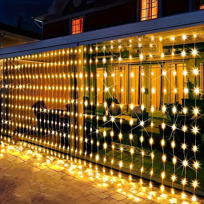 TEMU Christmas And Halloween Decorations Lighting 200/300/600 Led Curtain Lights, 20 X 10ft Plug In Hanging Fairy String Lights, Wedding Party