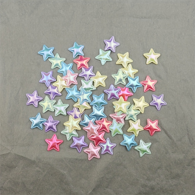 TEMU 100pcs/pack, Random Mixed Colors, 18mm Pearlescent Fabric Embossed Heart/star Ornament Accessories, Women's Hair Accessories, Headwear, Hair
