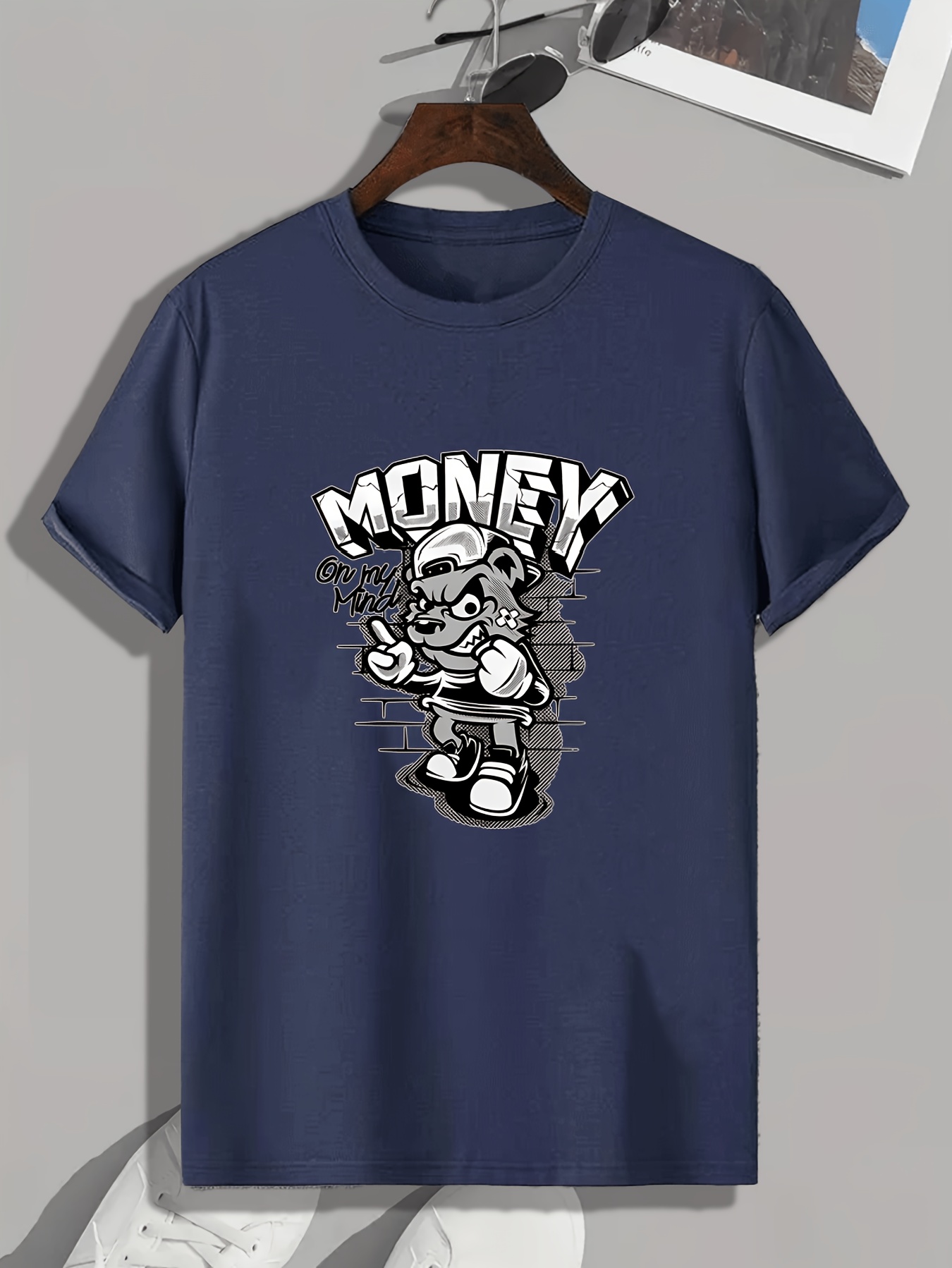 Men s money Mind Print Tee Shirt Casual Short Sleeve T Temu