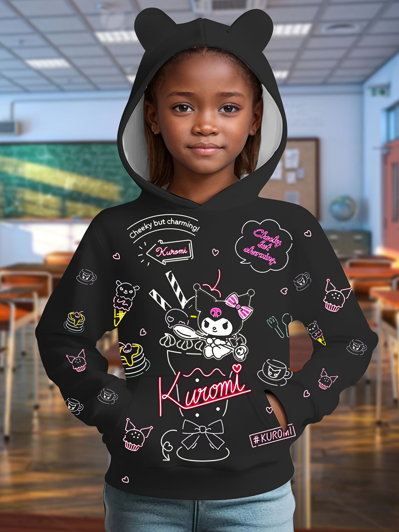 hoodie girls cat ears hoodies cartoon Temu