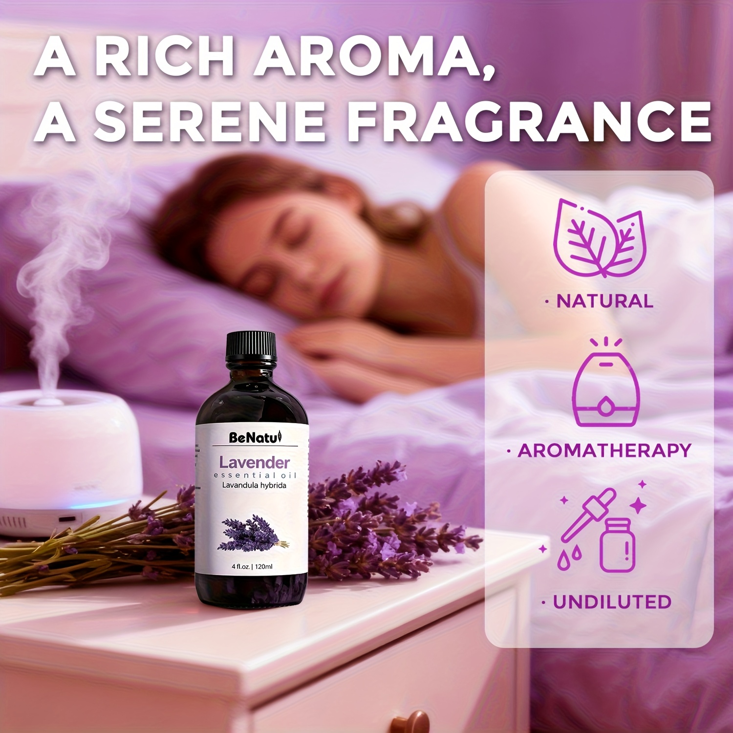 120ml (4oz) Lavender Essential Oil for Diffuser, Candle Making, Massage, Soap DIY, and Home Fragrance
