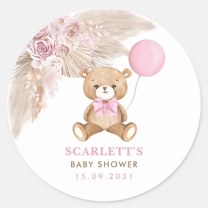 TEMU Adesivo sigillante per sacchetti regalo di compleanno personalizzabile, adesiva a per battesimo, adesivo orsetto personalizzabile, adesivo per