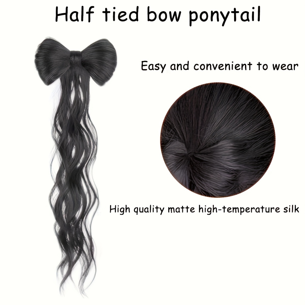 14 inch wavy half bow clip in synthetic high heat resistant hair extension for daily wear to add volume Product details 1
