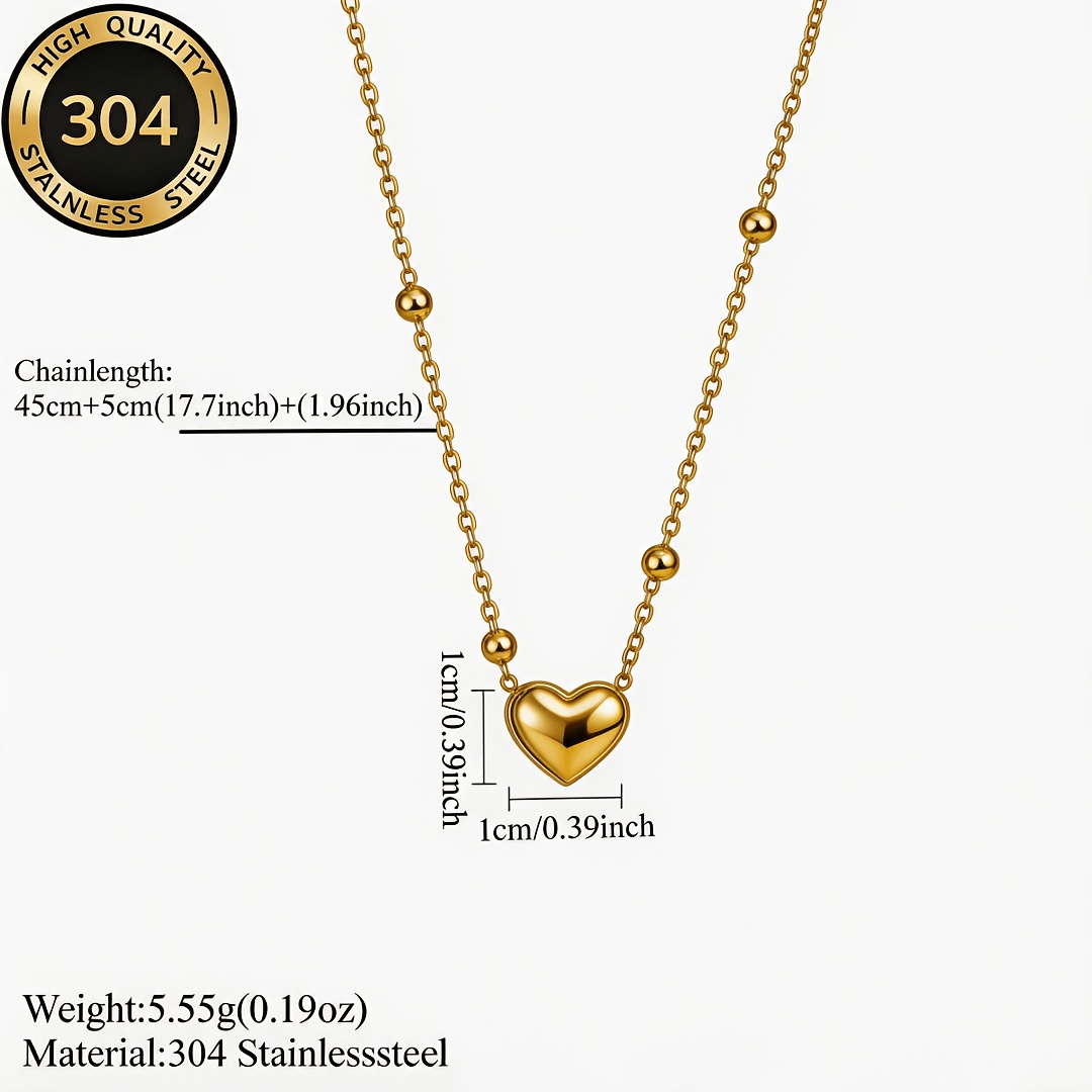 Women's Heart Pendant Titanium Steel Necklace, Minimalist Design